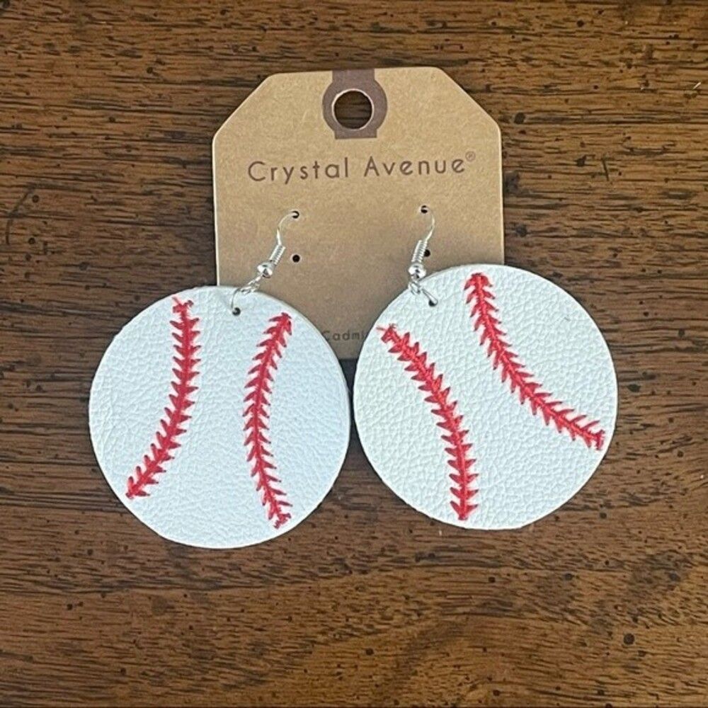 🔥Bundle & Save Crystal Avenue Baseball Faux Leather Dangle Earrings Lightweight
